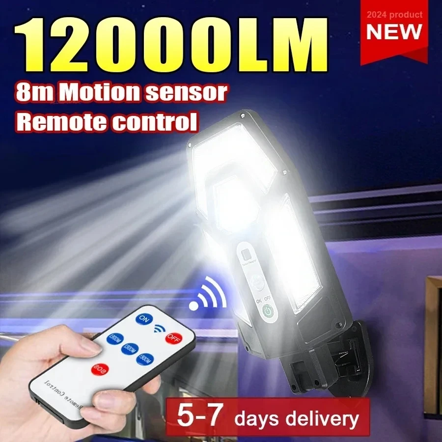 Outdoor Lighting Experts - 12000LM Güçlü Güneş Enerjili Duvar Lambası,