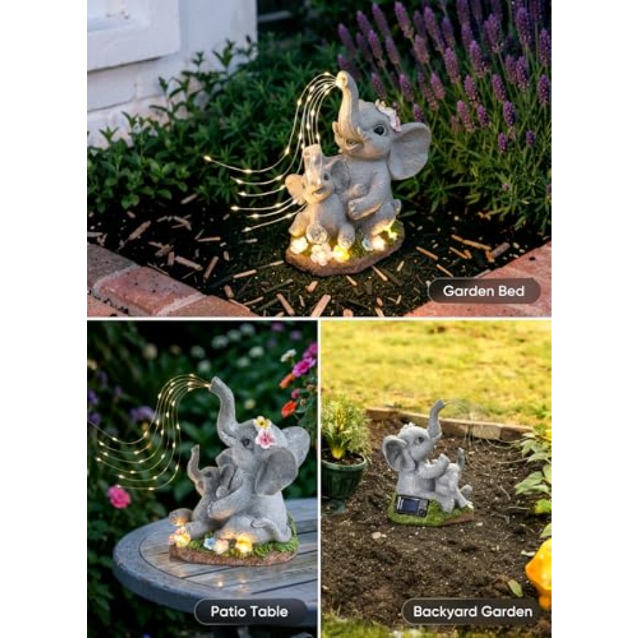 Solar-Elefant-Bahçe-Dekor-Heyk - Outdoor Lighting Patio incelemesi ve fiyatı