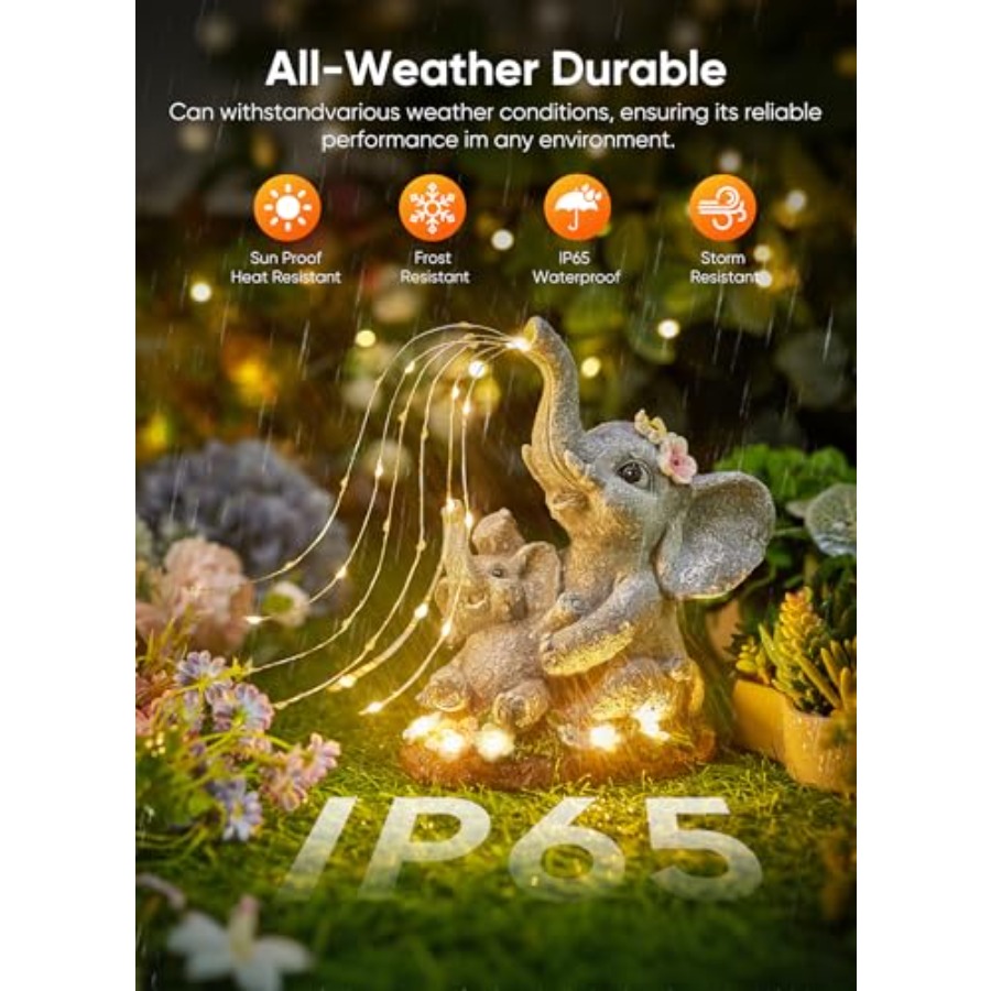 Solar-Elefant-Bahçe-Dekor-Heyk - Outdoor Lighting Patio incelemesi ve fiyatı